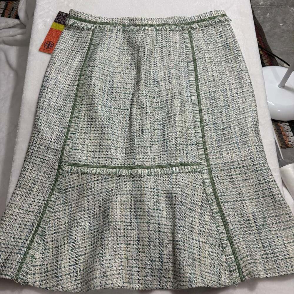Tory Burch Miriam Skirt Size 14 Botanical Combo Tweed Fringe